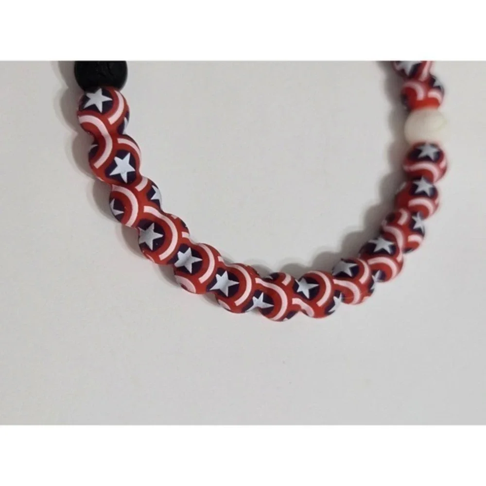 Lokai Bracelet Captain America Marvel‎ Shield Red White Blue Silicone XL